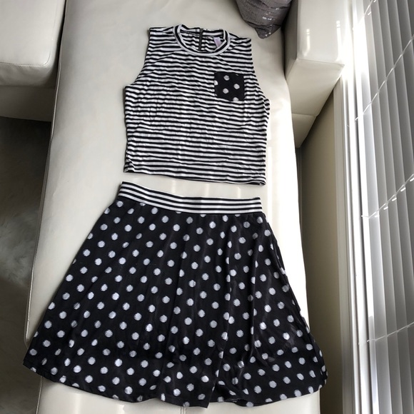 Xhilaration Dresses & Skirts - 🌟3/$30🌟Two Piece Polka Dot Stripe Set Sz.Xs/S